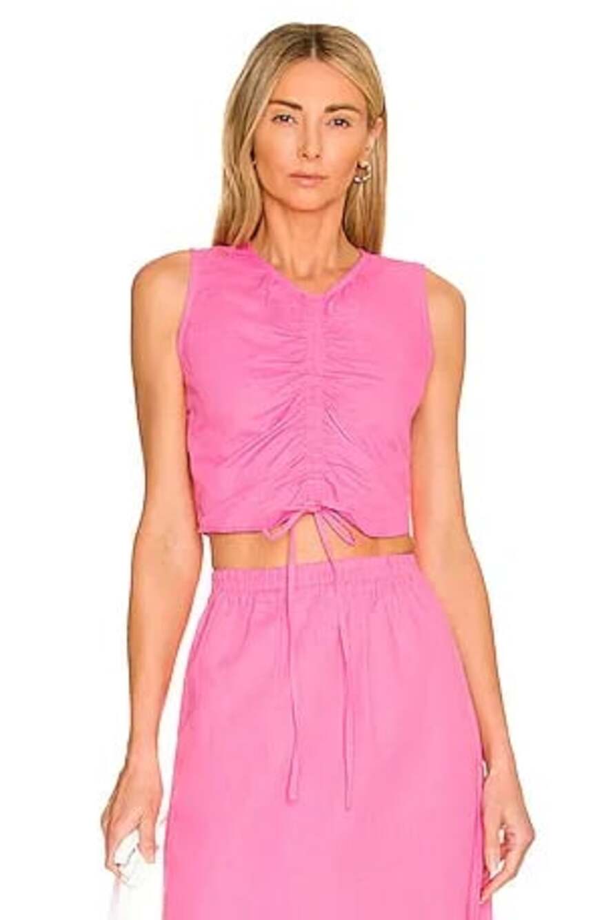 Something Navy Women's Hot Pink Cinched Sleeveless Top